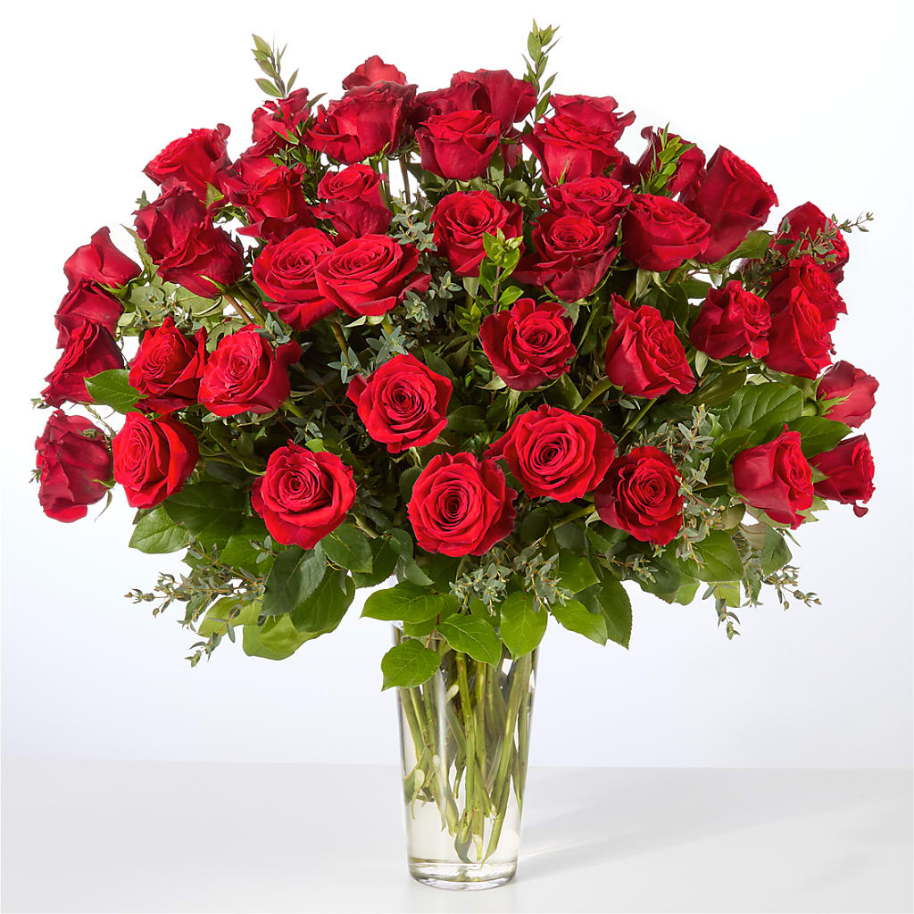 Forever Yours Fifty Stem Red Rose Bouquet – Magical Flowers, Naples FL