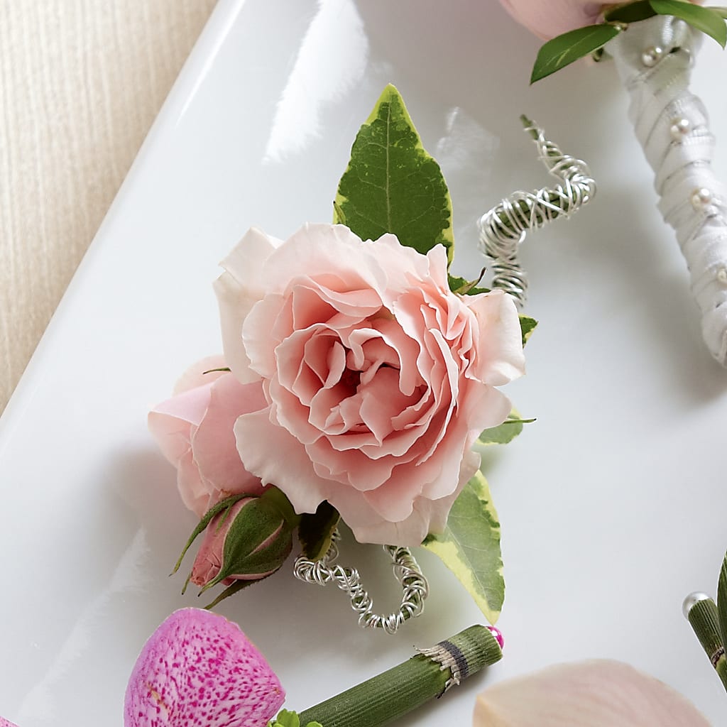 Pink Spray Rose Boutonniere – Magical Flowers, Naples FL