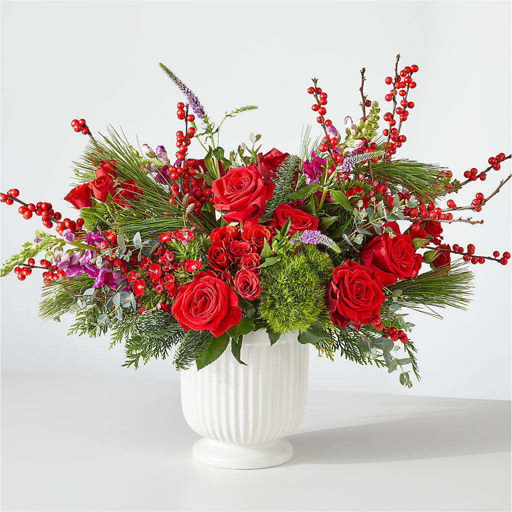 Big Red Bow Bouquet –  Magical Flowers, Naples FL