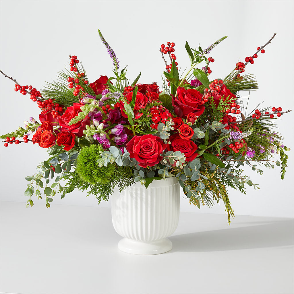 Big Red Bow Bouquet –  Magical Flowers, Naples FL
