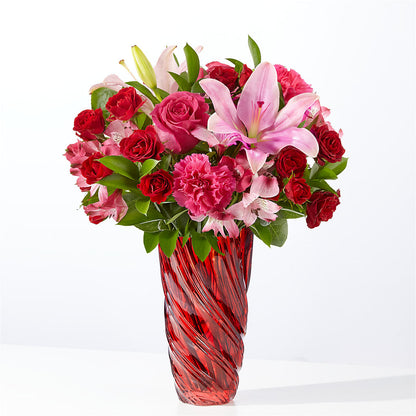 In Love Bouquet with Luxe Swirl Vase –  Magical Flowers, Naples FL