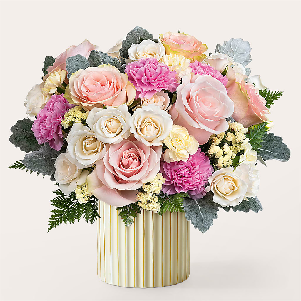 Blissful Moments Bouquet with Ivory Vase –  Magical Flowers, Naples FL