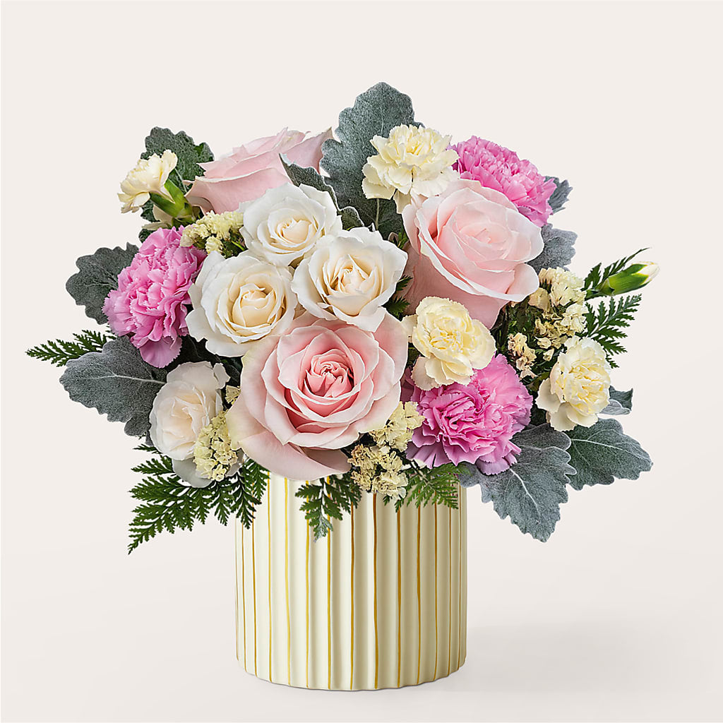 Blissful Moments Bouquet with Ivory Vase –  Magical Flowers, Naples FL
