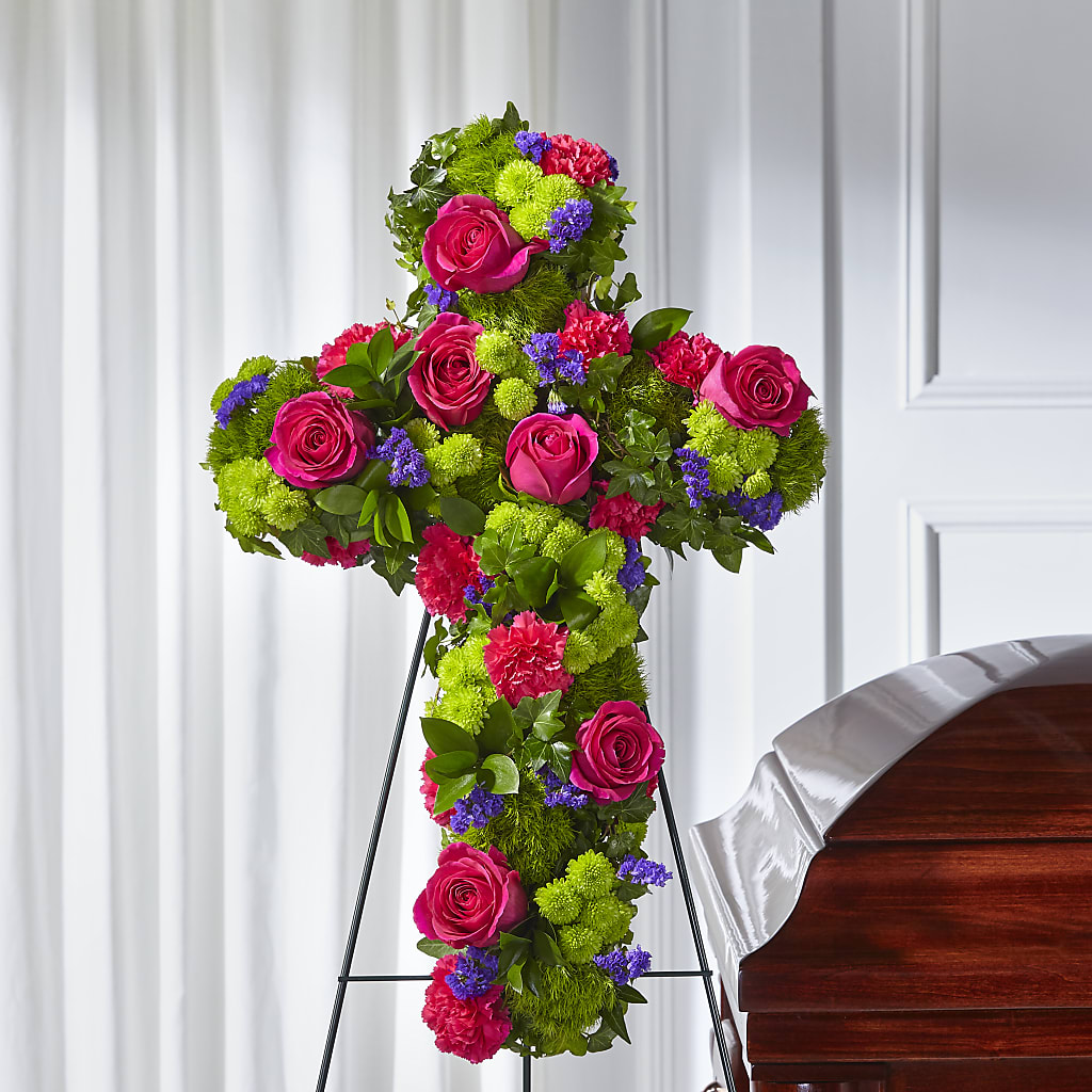 Tribute Rose Floral Cross –  Magical Flowers, Naples FL