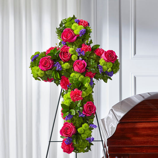 Tribute Rose Floral Cross –  Magical Flowers, Naples FL