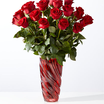 Classic Love Red Rose Bouquet with Luxe Swirl Vase –  Magical Flowers, Naples FL