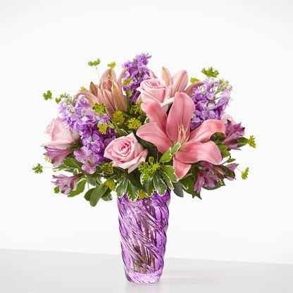 Precious Petals Bouquet with Luxe Swirl Vase –  Magical Flowers, Naples FL