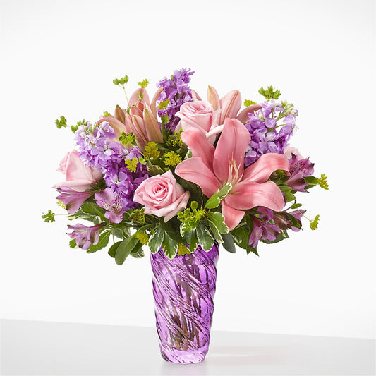 Precious Petals Bouquet with Luxe Swirl Vase –  Magical Flowers, Naples FL