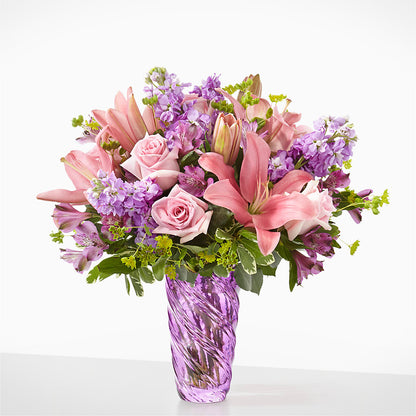 Precious Petals Bouquet with Luxe Swirl Vase –  Magical Flowers, Naples FL
