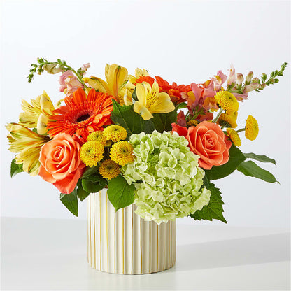 Autumn Sunshine Bouquet with Ivory Vase –  Magical Flowers, Naples FL