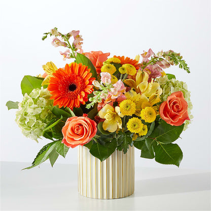 Autumn Sunshine Bouquet with Ivory Vase –  Magical Flowers, Naples FL