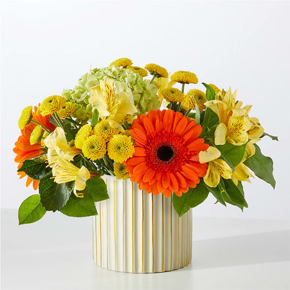 Autumn Sunshine Bouquet with Ivory Vase –  Magical Flowers, Naples FL