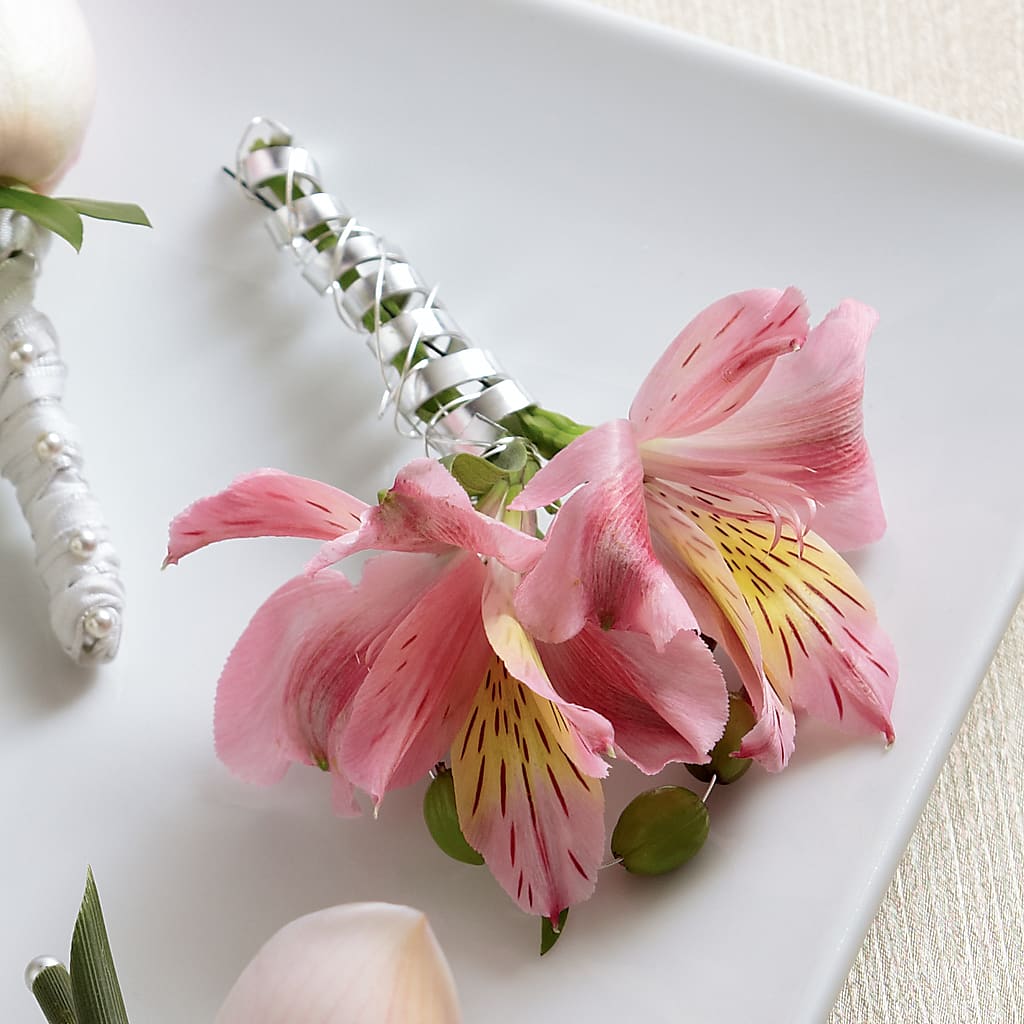 Pink Peruvian Lily Boutonniere –  Magical Flowers, Naples FL
