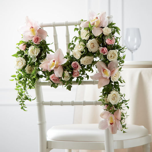 Orchid Rose Chair Décor –  Magical Flowers, Naples FL