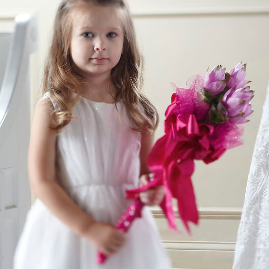 Sparkle Pink Flower Girl Bouquet –  Magical Flowers, Naples FL