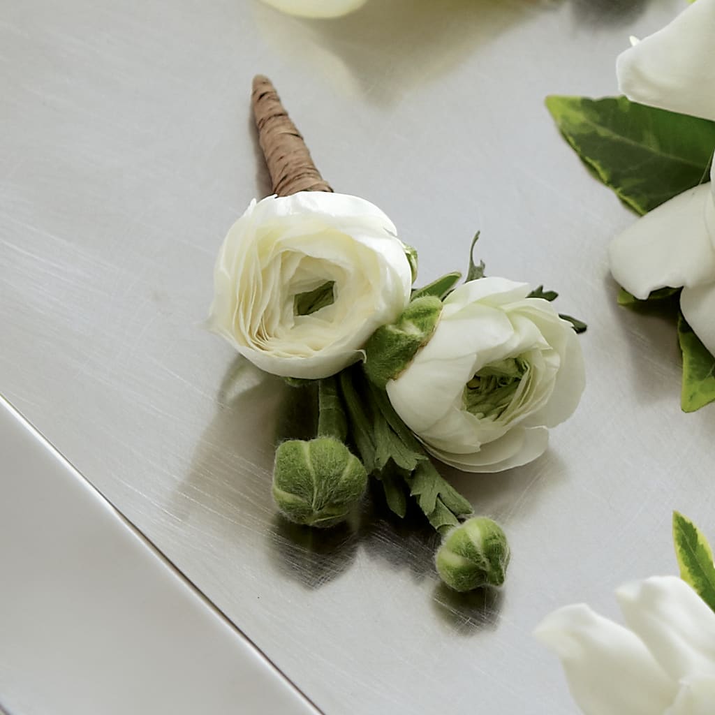 White Ranunculus Boutonniere –  Magical Flowers, Naples FL