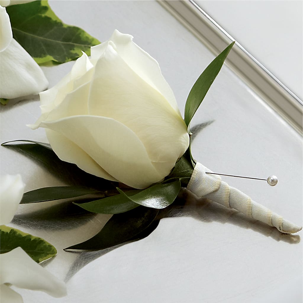 White Rose Boutonniere –  Magical Flowers, Naples FL